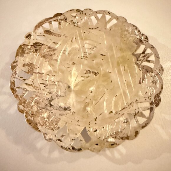 VINTAGE SILVERPLATE FOOTED NUT / CANDY DISHES SET OF 3 PIERCED FLORAL DESIGN - Picture 6 of 6